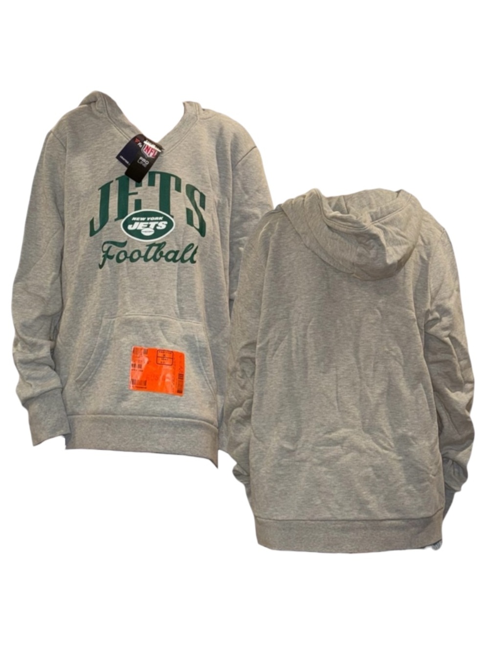 Fanatics New York Jets Gray Hoodie with Green Logo